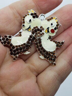 Rhinestone Chipmunks / Chip and dale hard to find pendant